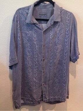 Tommy Bahama Blue Floral Jacquard Short-Sleeve Button-Up Shirt